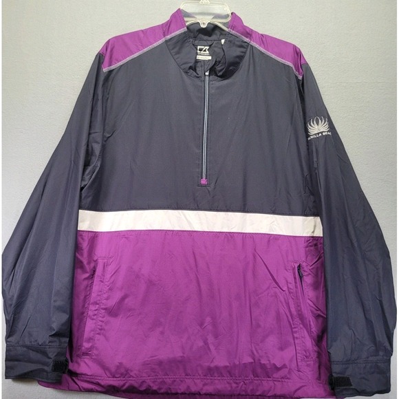 Cutter Buck Jacket Mens Large CB WindTec Golf Quarter‎ Zip Pullover Windbreaker - Picture 1 of 12